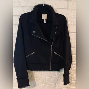 Leith Womens Black Knit Moto-Jacket 
Size Medium (8/10)